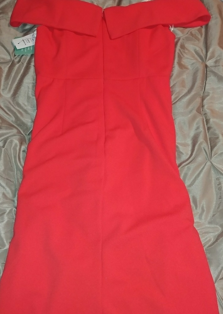 Red orange off the shoulder dress